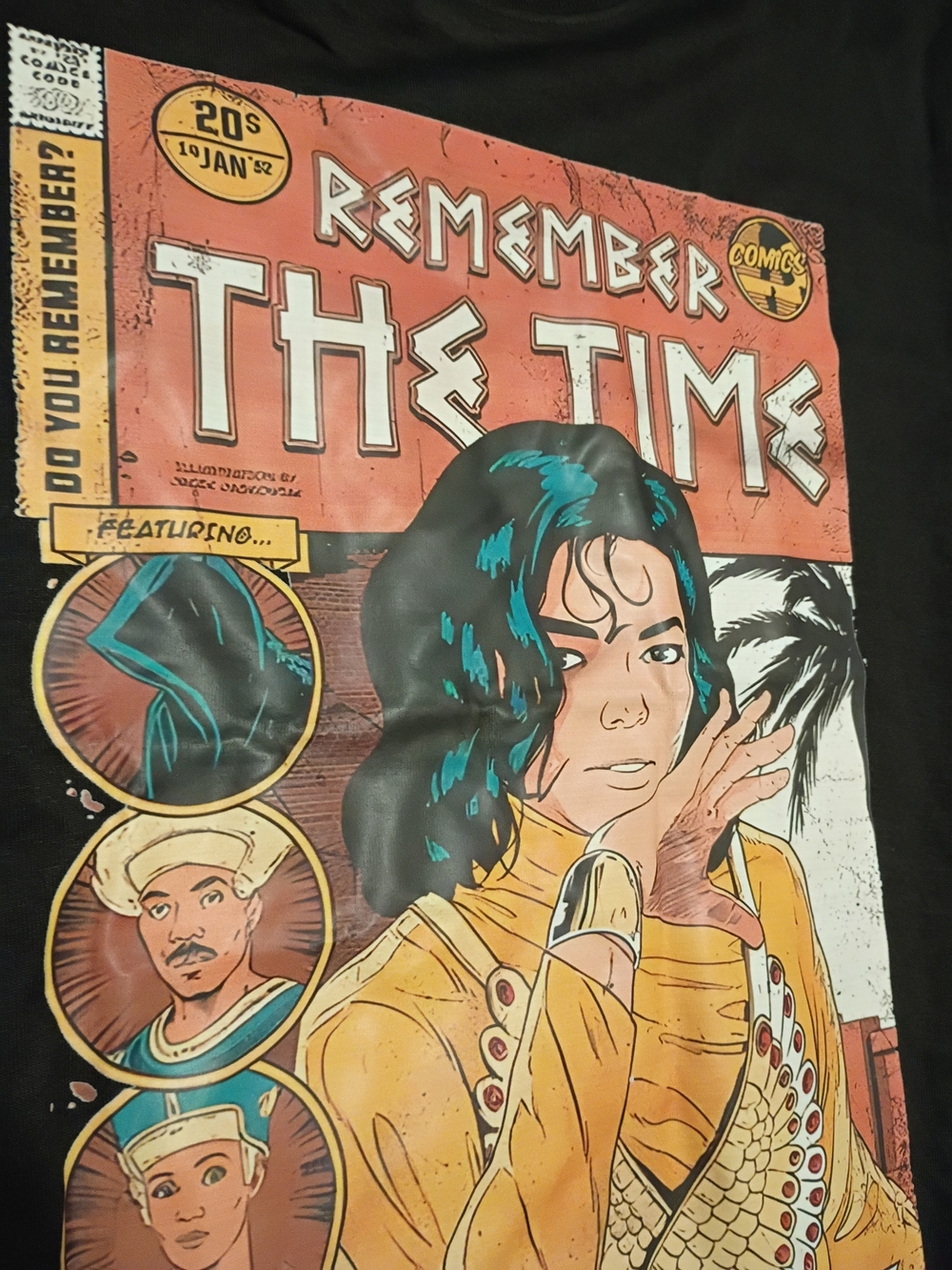Remember The Time Graphic Tee - Black with Orange & Yellow Comic Art - Picture 3 of 5